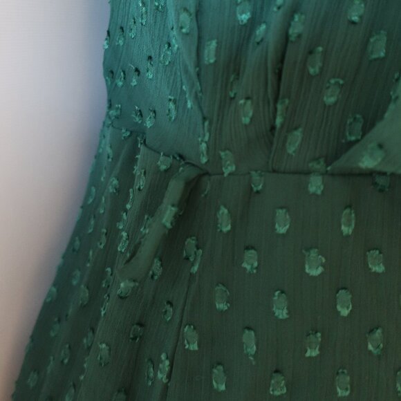 NWT Womens Asos Design Green Embroidered Dots Sleeveless Halter Dress 14 - Picture 9 of 16